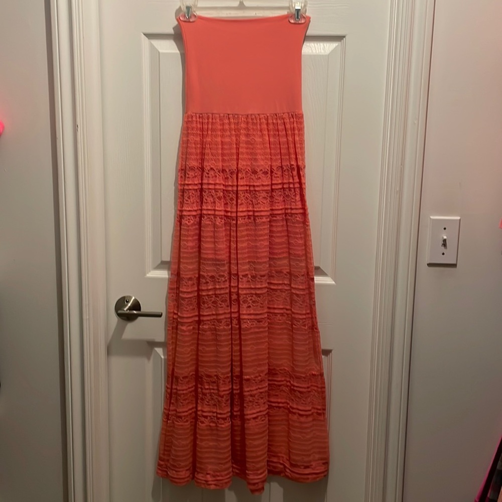 Coral Strapless Dress
